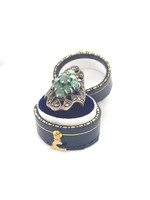 Vintage & Occasion Occasion zilveren ring met markasiet en smaragd