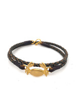 Vintage & Occasion Occasion leren armband met gouden krab ornament