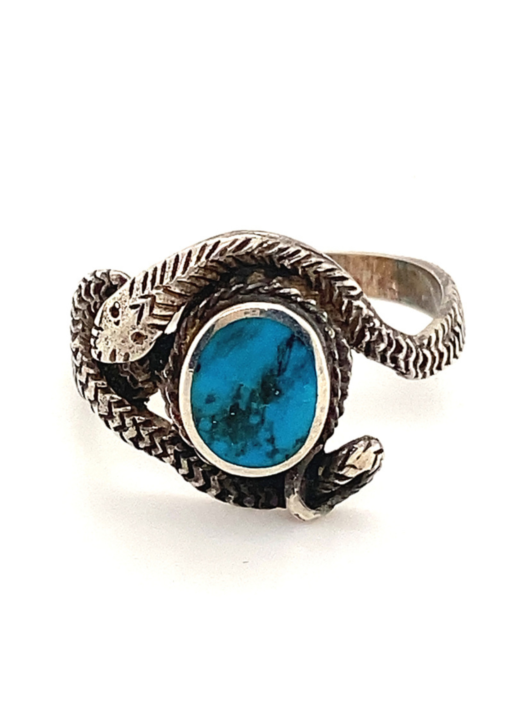 Vintage & Occasion Occasion ring met een turkoois en slang