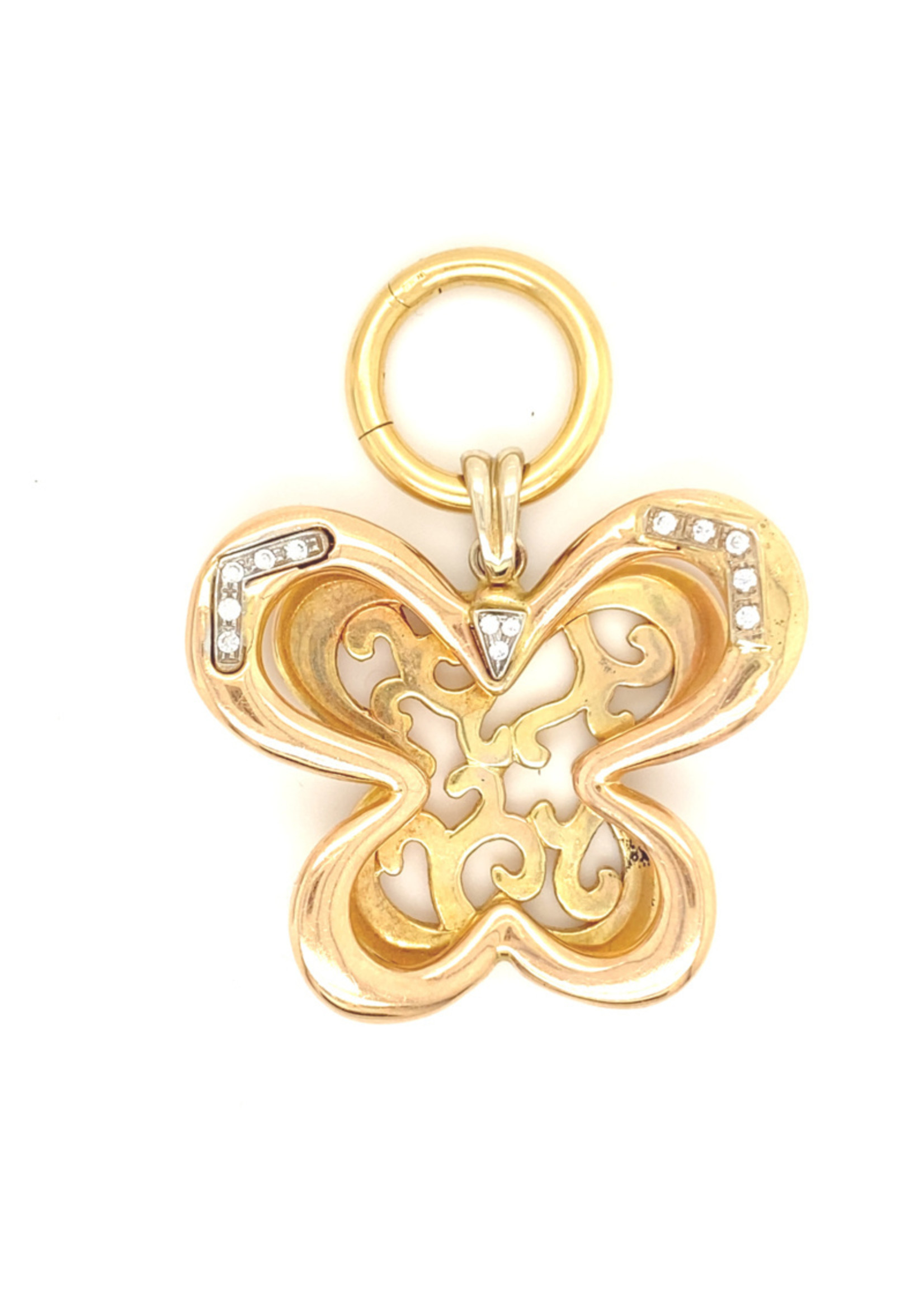 Vintage & Occasion Occasion vintage 14k  grote geelgouden vlinderhanger