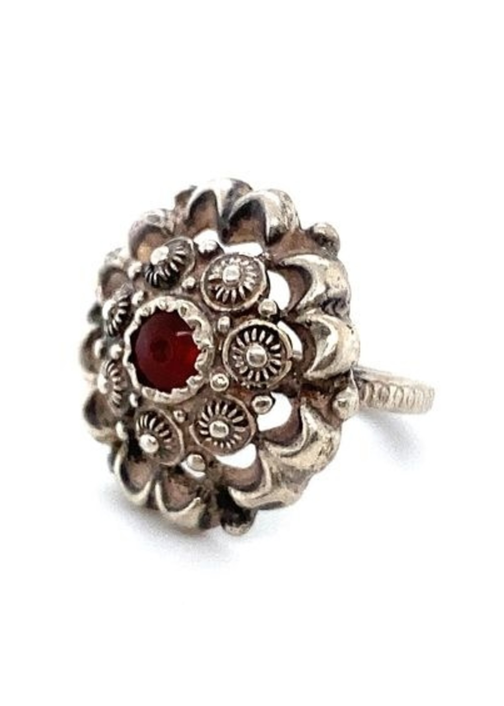 Vintage & Occasion Occasion zilveren bewerkte ring met carneool