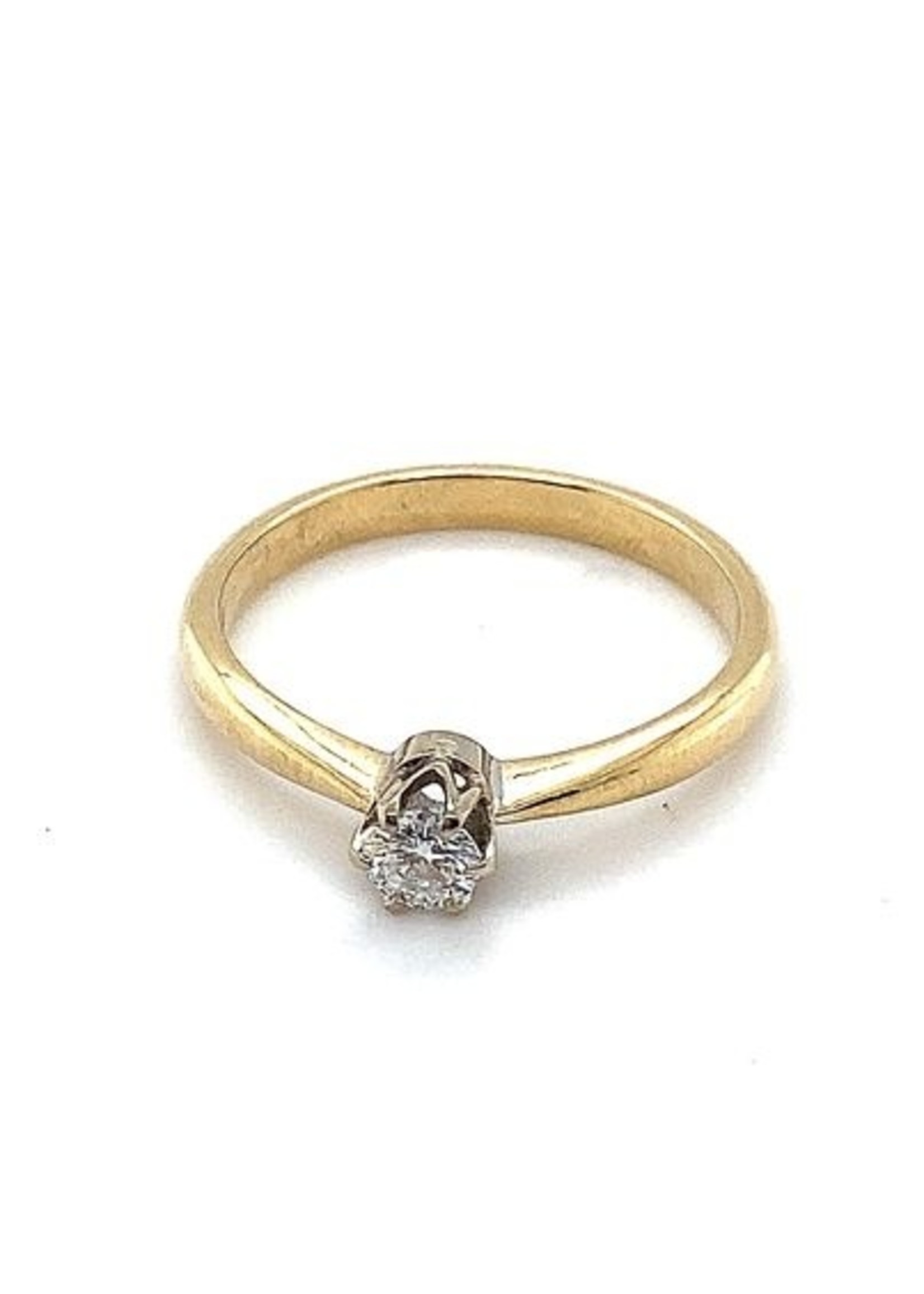 Vintage & Occasion Occasion gouden solitairring met diamant 0.30ct