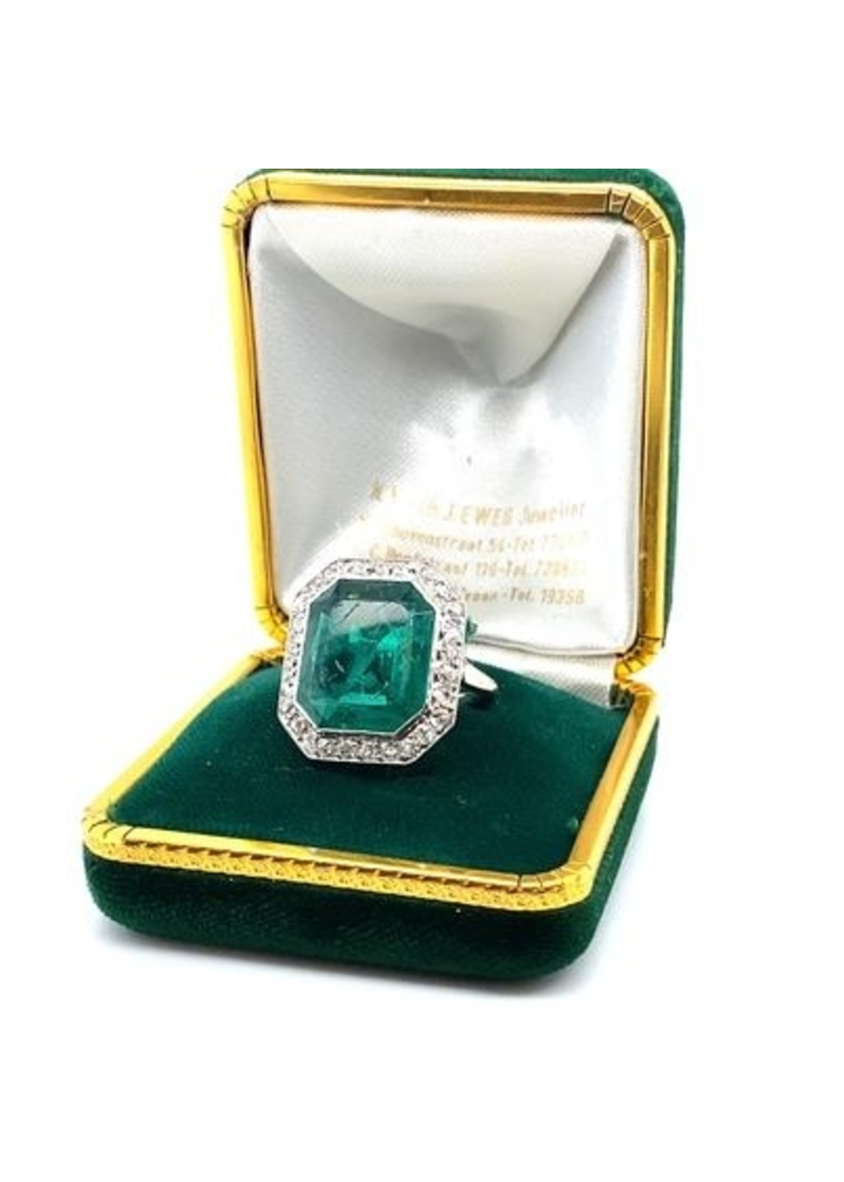 Vintage & Occasion Vintage Franse Art-Deco ring met smaragd