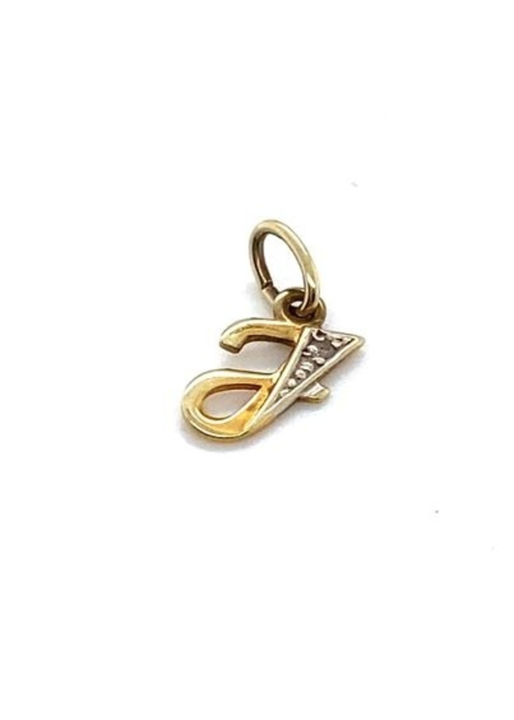 Vintage & Occasion Occasion bedel van de letter J met een diamantje 0.01ct