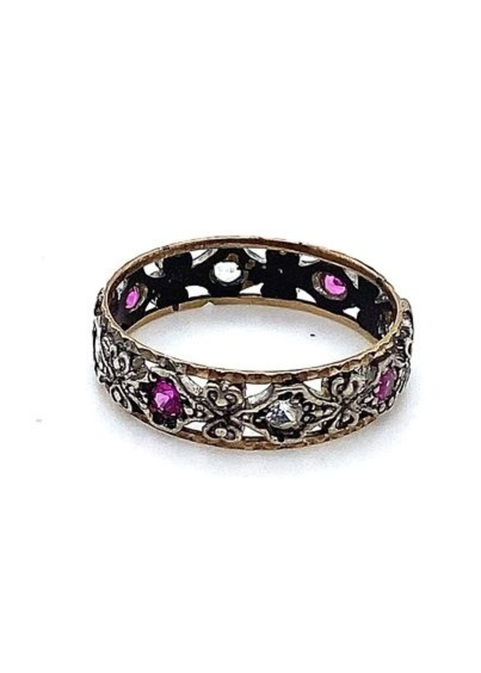 Vintage & Occasion Occasion zilveren ring met roze en witte zirkonia's