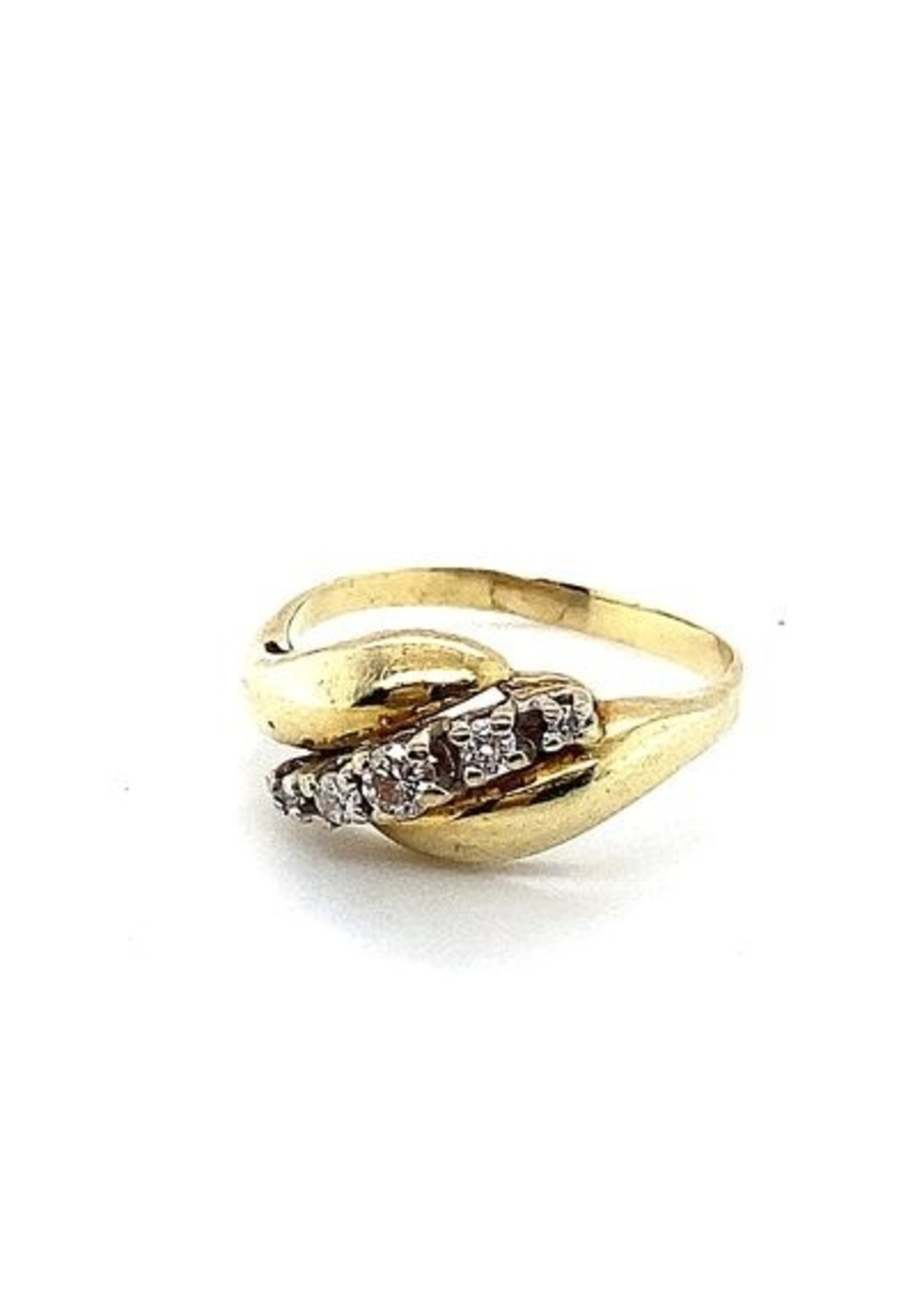 Vintage & Occasion Occasion gouden fantasie ring met 5 diamanten 0.21ct
