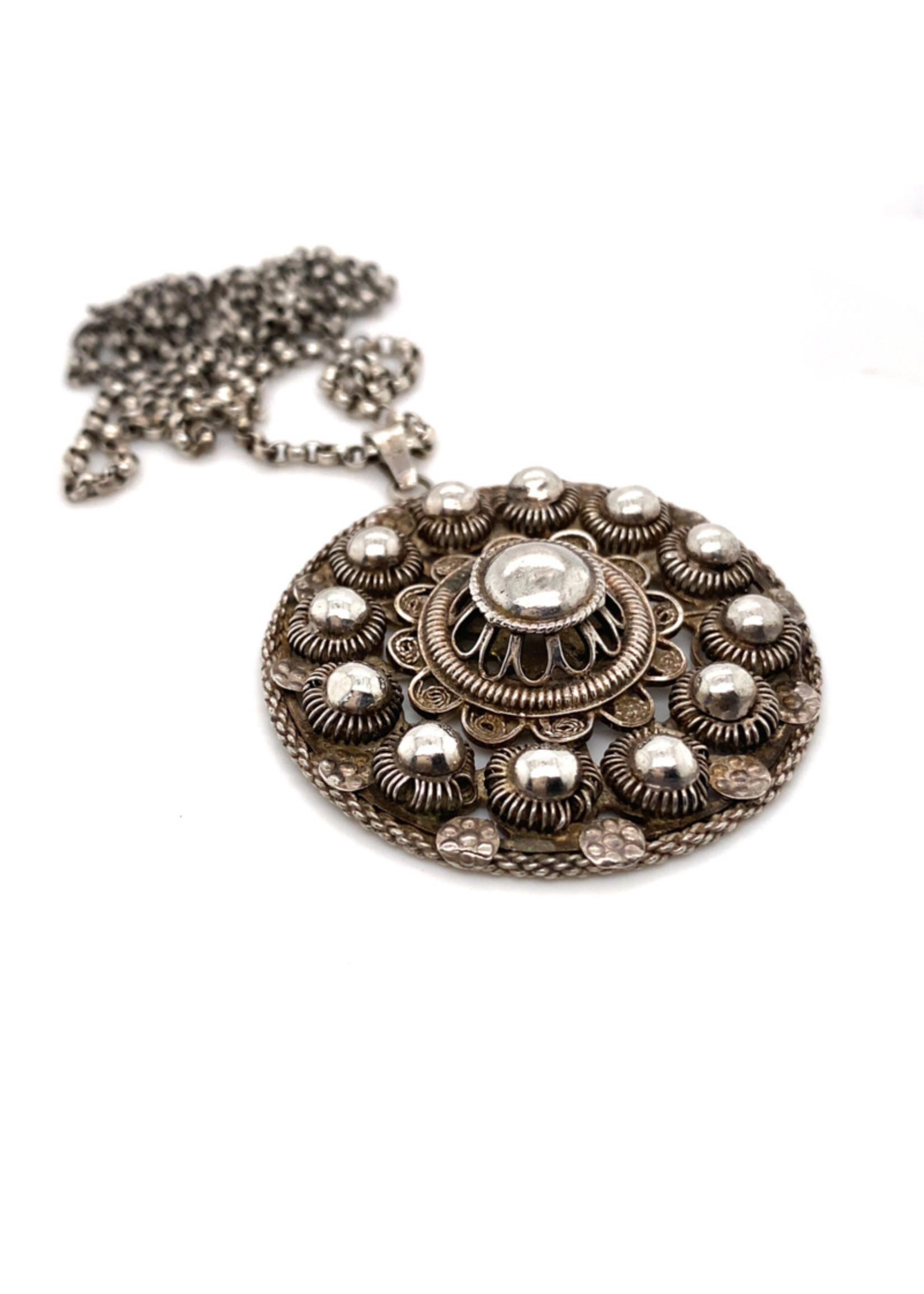 Vintage & Occasion Occasion zilveren jasseron ketting met grote Zeeuwse knoop