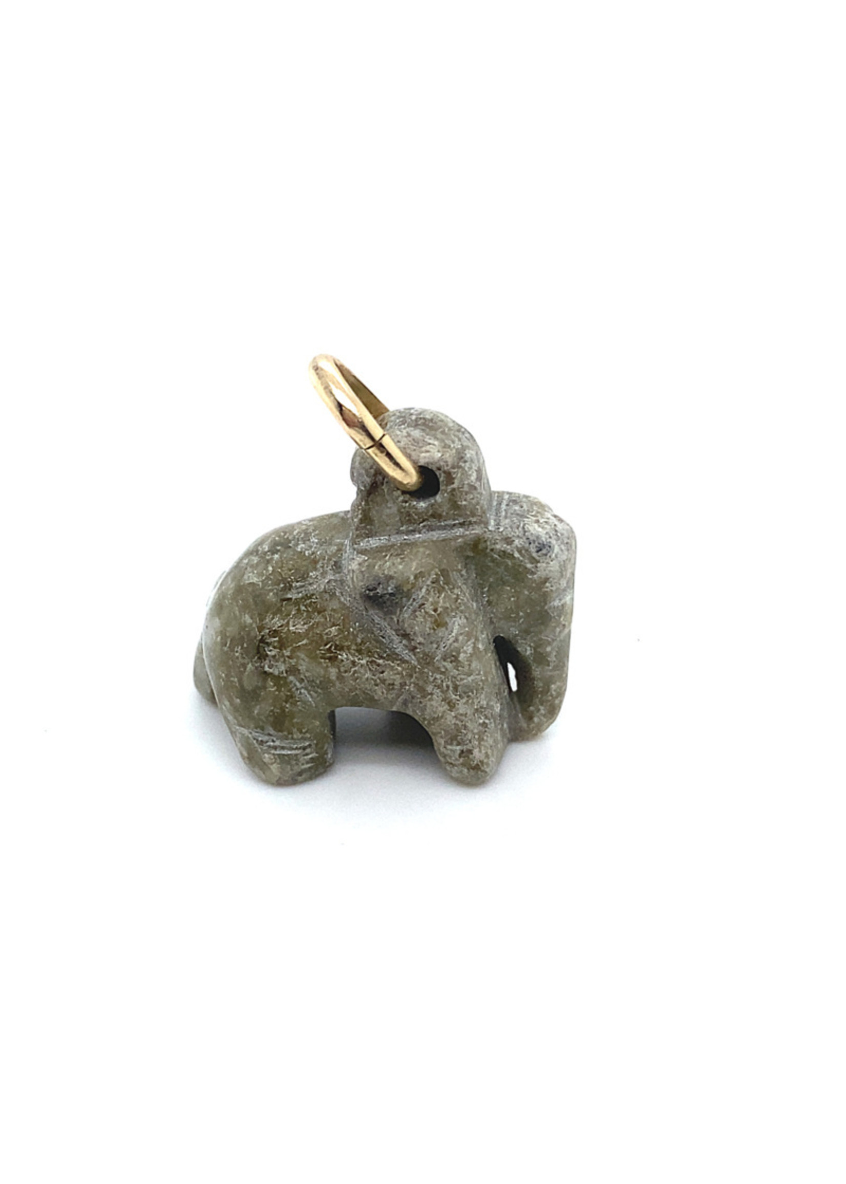 Vintage & Occasion Jade olifant hanger met gouden oog