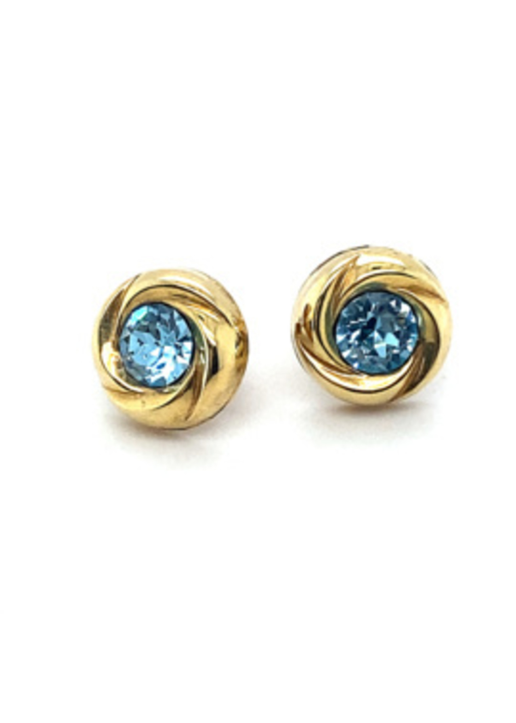 Vintage & Occasion Occasion gouden oorknoppen met blauwe zirkonia's