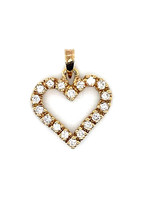 Vintage & Occasion Occasion geelgouden open hart hanger met diamant 0.54ct