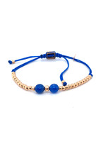 Vintage & Occasion fijne 18K gouden touwtjes armband met blauwe agaat