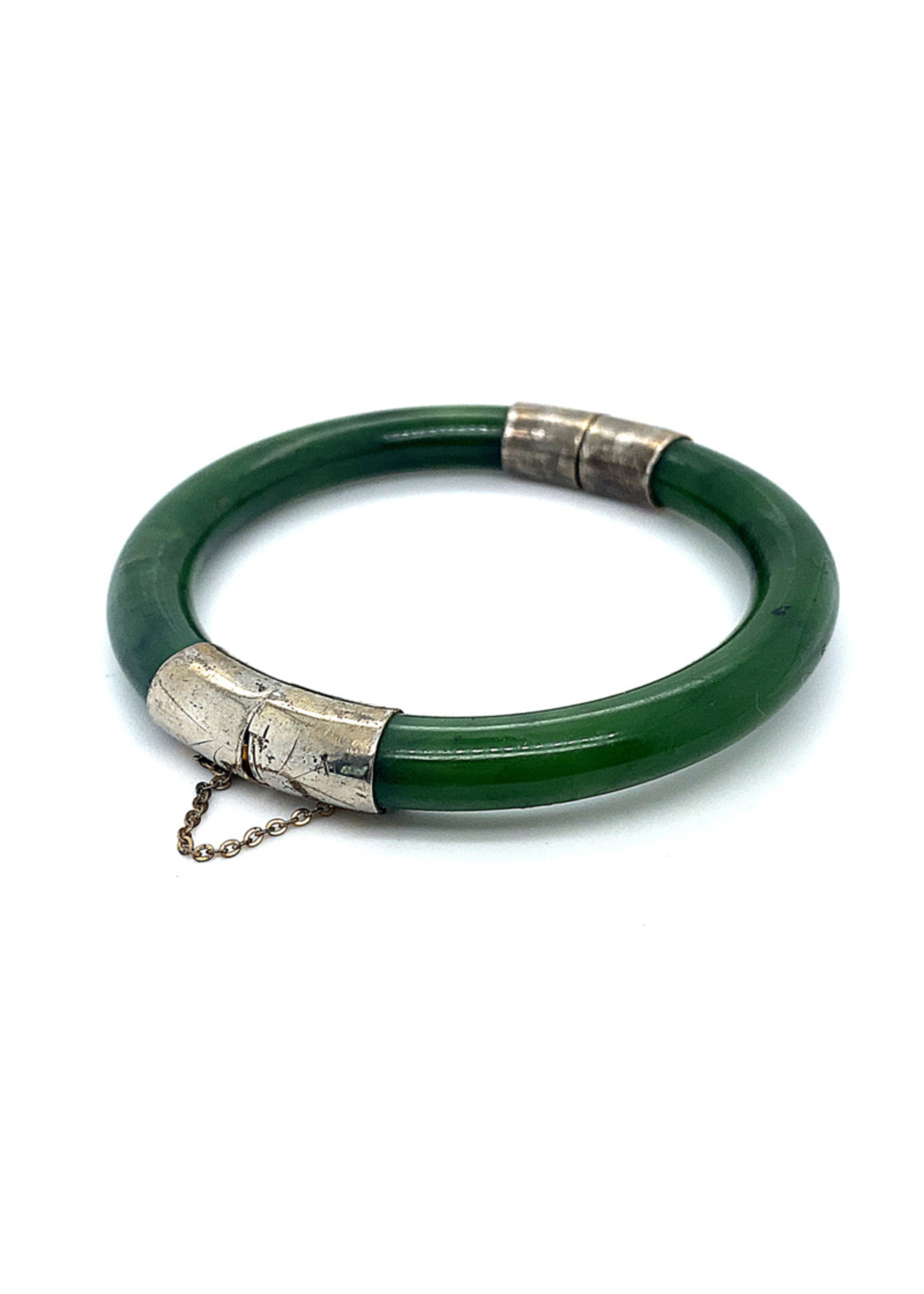 Vintage & Occasion Occasion Jade bangle met zilver