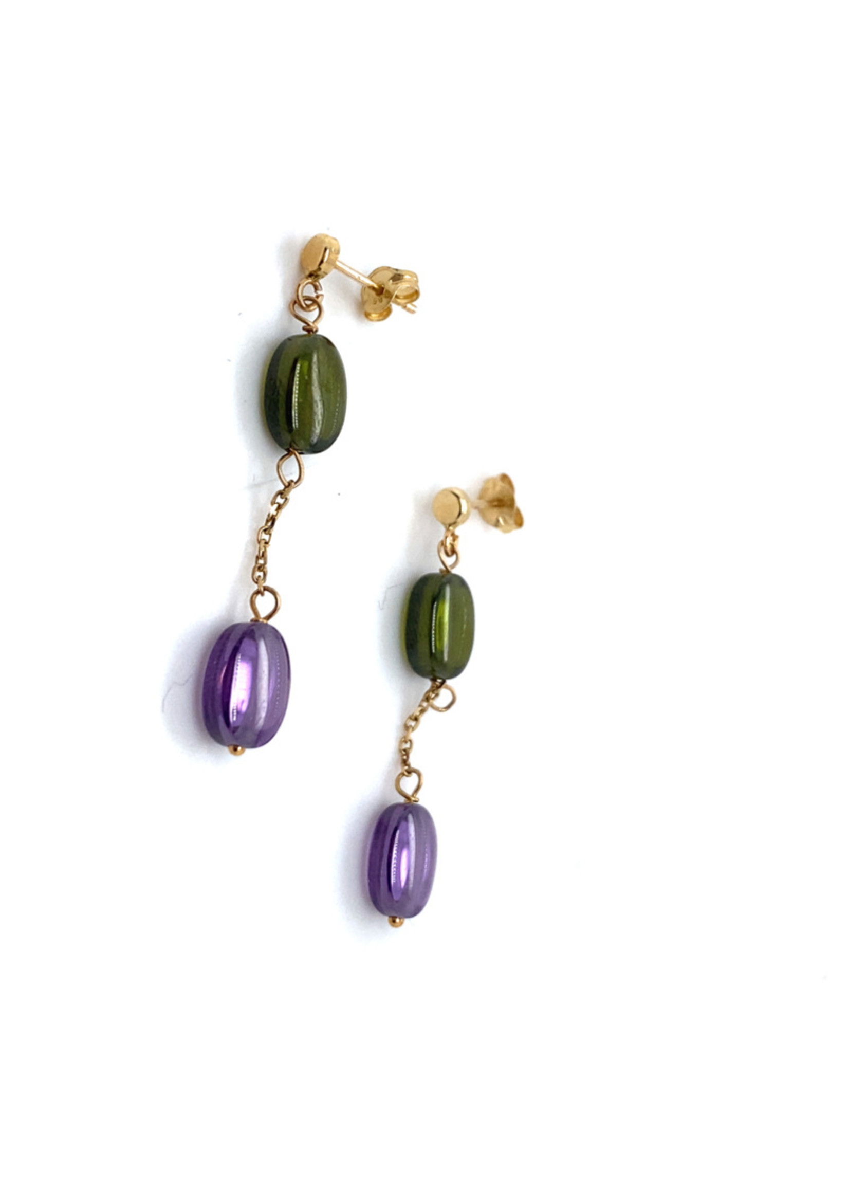 Vintage & Occasion Cataleya Earrings Drops paars-groen