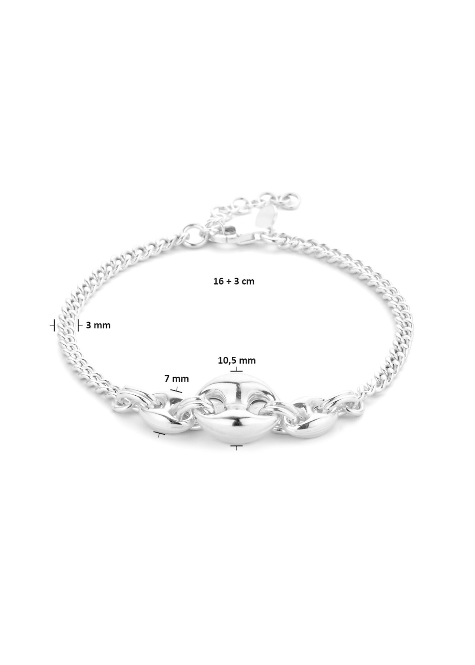 Cataleya jewels Cataleya Jewels Armband 10,5 mm 16 + 3 cm Zilver