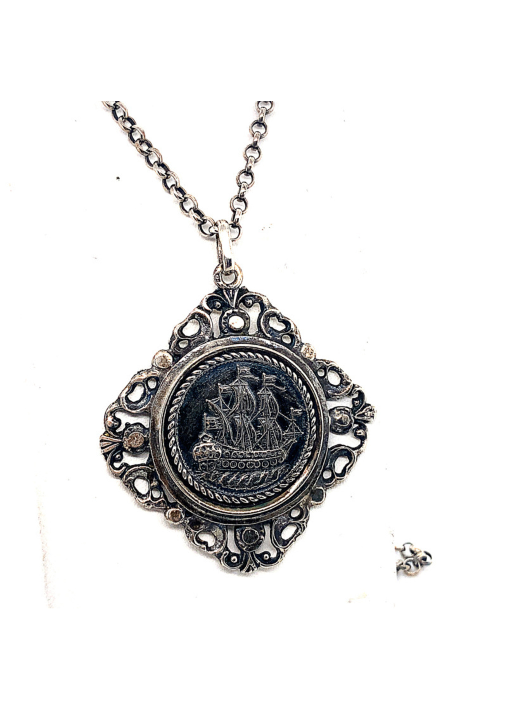 Vintage & Occasion Occasion jasseron ketting met hanger met schip