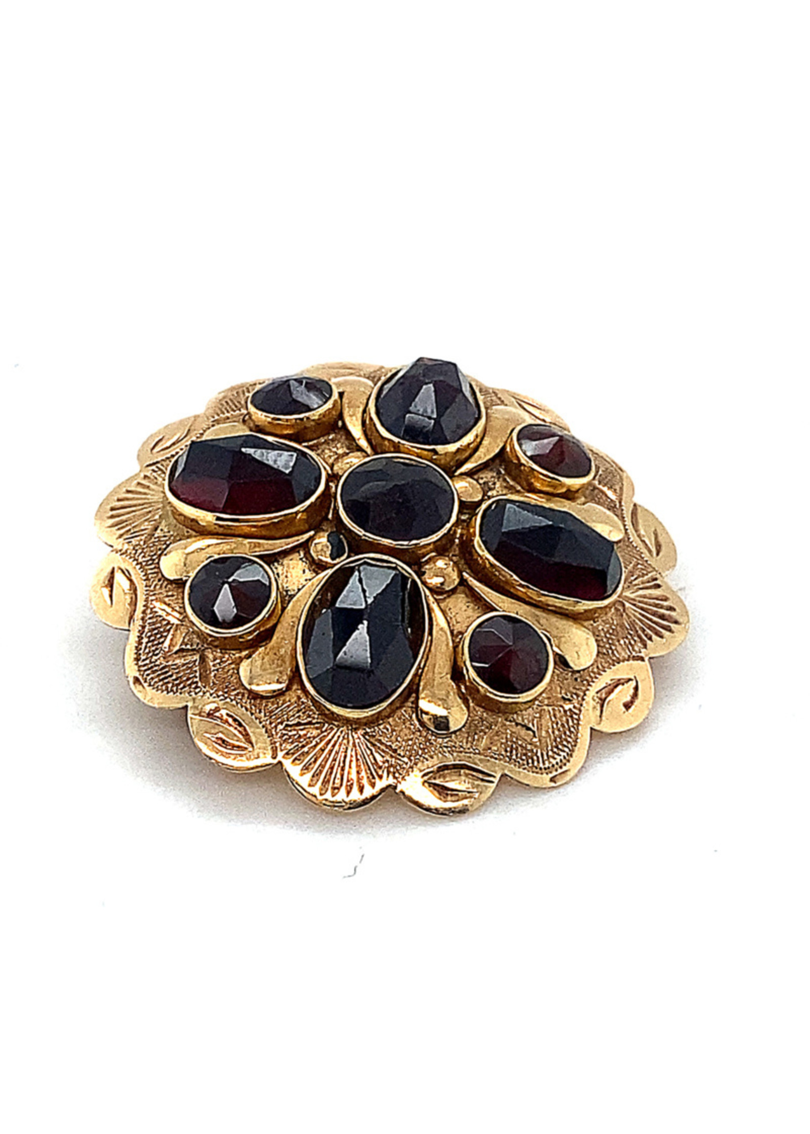 Vintage & Occasion Occasion gouden broche met 9 granaten