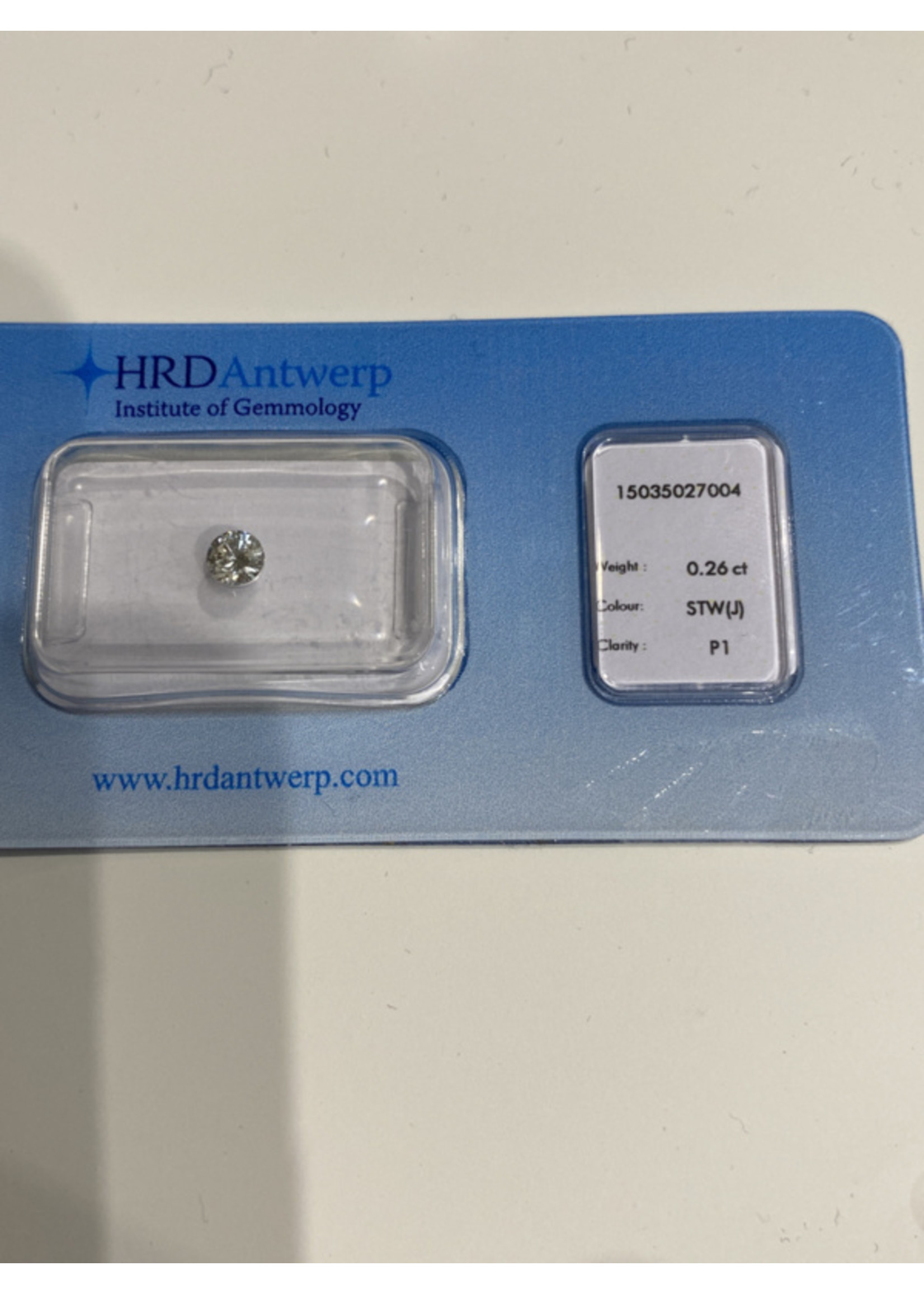 Vintage & Occasion HRD Diamant - 0.26 ct. - briljant - STW + (J) / P1