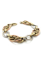 Vintage & Occasion Occasion tricolor gouden armband met schakels met sterretjes