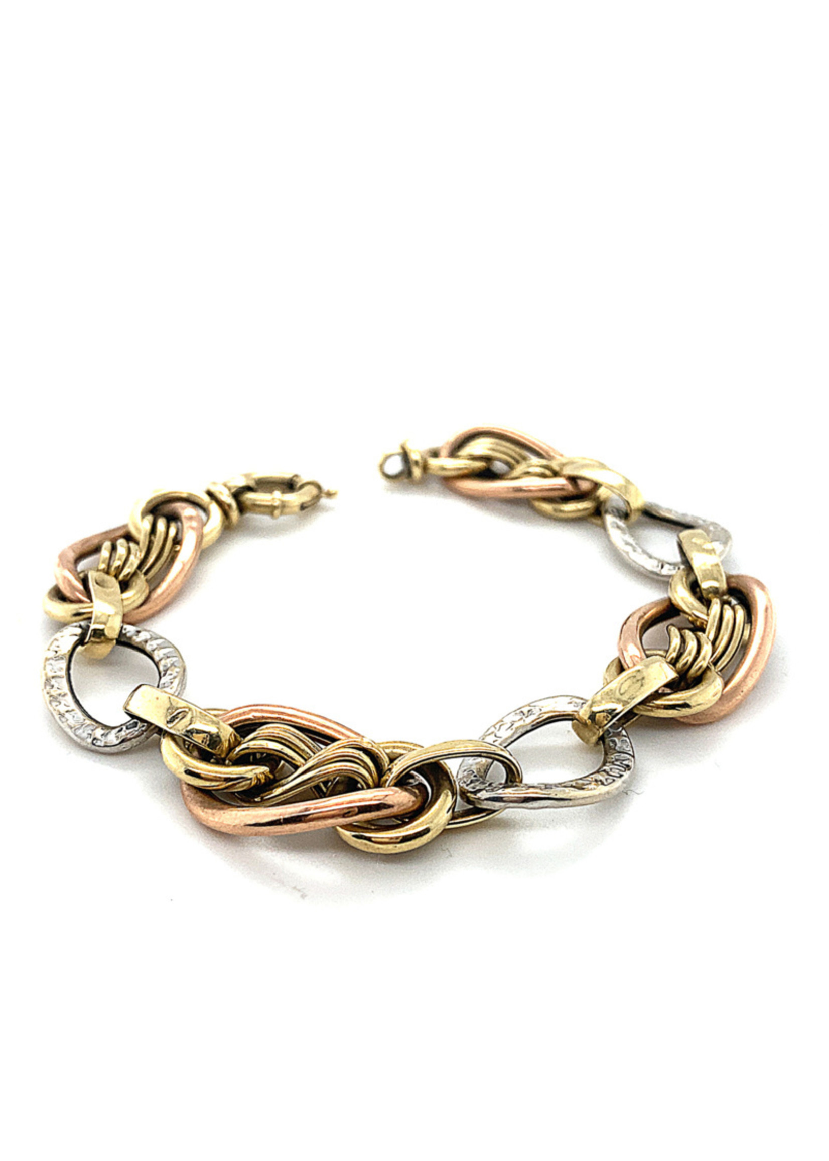 Vintage & Occasion Occasion tricolor gouden armband met schakels met sterretjes