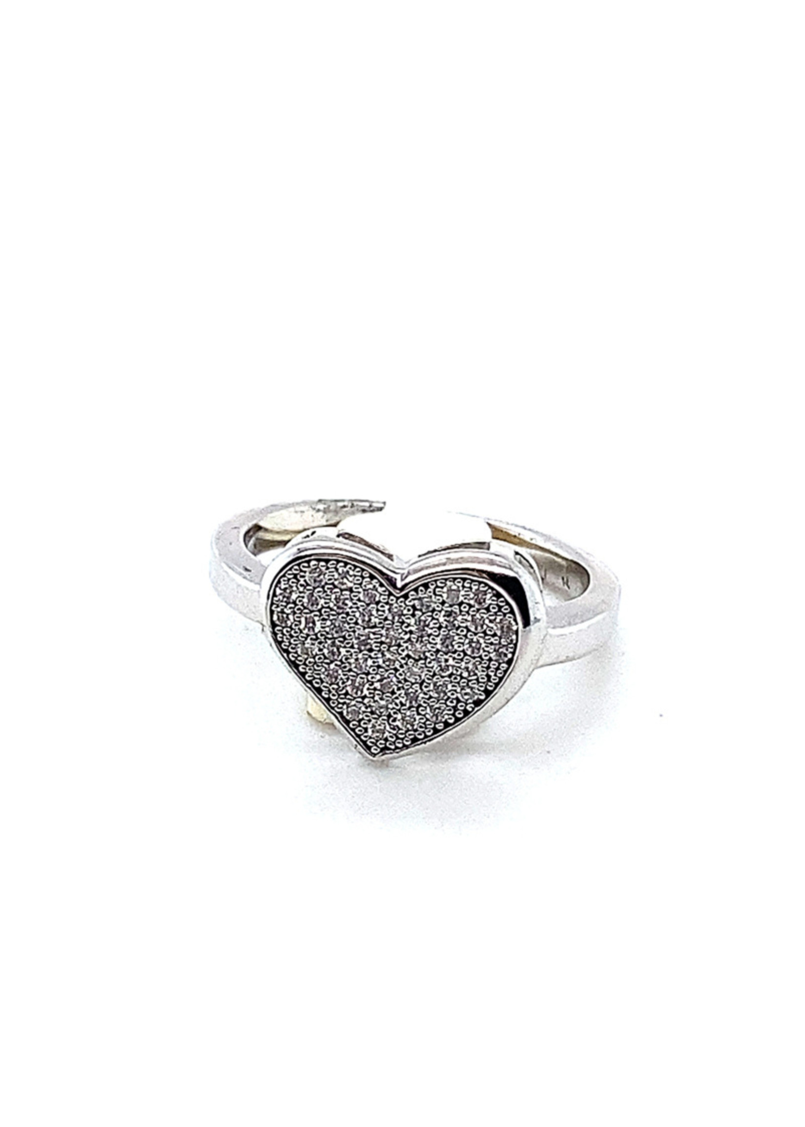Vintage & Occasion Nieuwe zilveren hart ring met zirkonia's