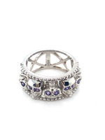 Vintage & Occasion Zilveren ring met doodshoofden ( skull) en paarse steentjes