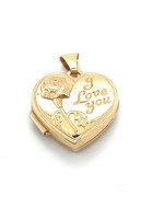 Vintage & Occasion Occasion hartjes medaillon hanger met roos en 'I love you'