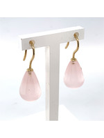 Vintage & Occasion Gouden oorhangers met rozenkwarts brioletten