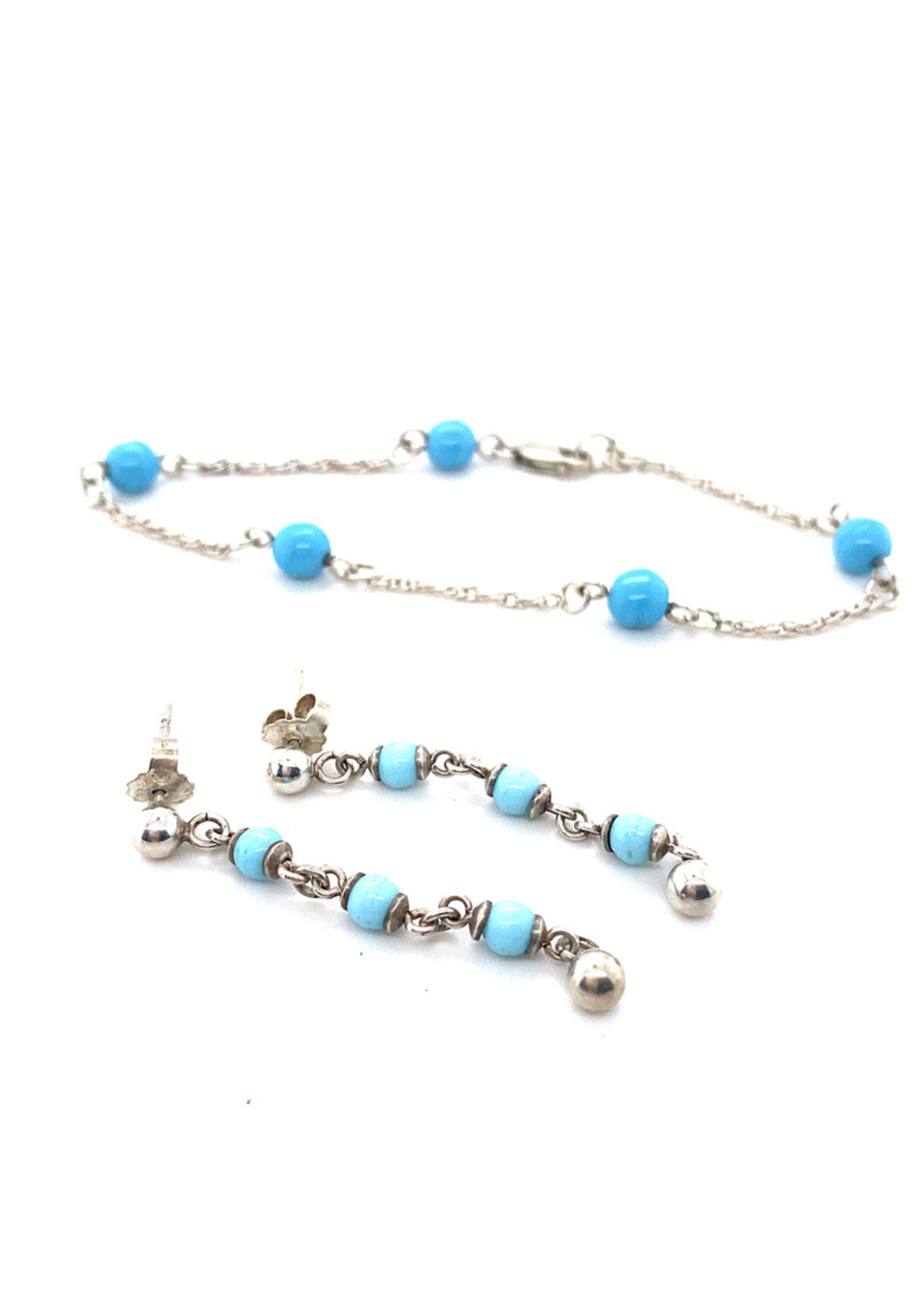 Vintage & Occasion Occasion set zilver met turkoois