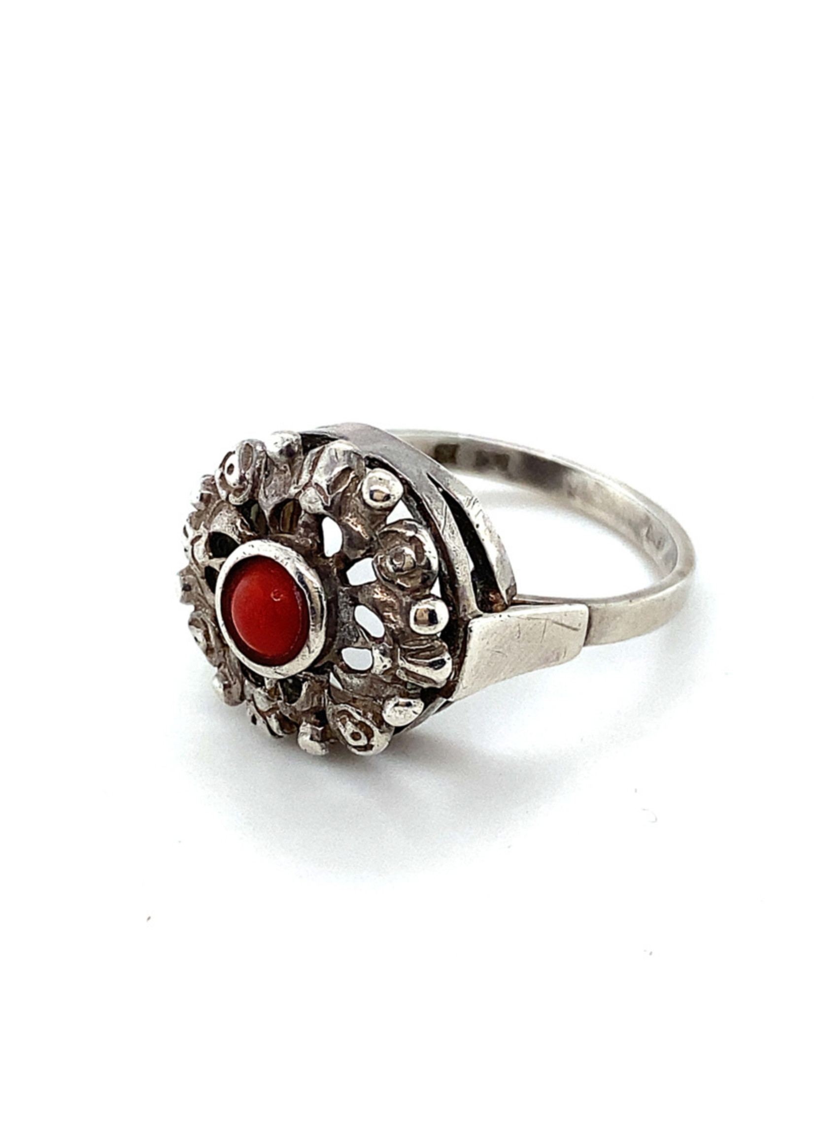 Vintage & Occasion Occasion ring met bloedkoraal