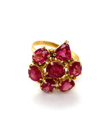 Vintage & Occasion Occasion gouden 18K ring met 7 roze toermalijnen