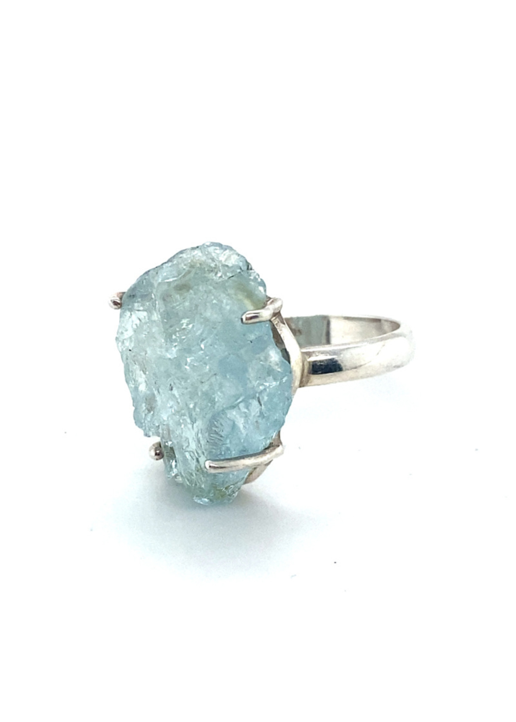 Vintage & Occasion Occasion zilveren ring met ruwe aquamarijn