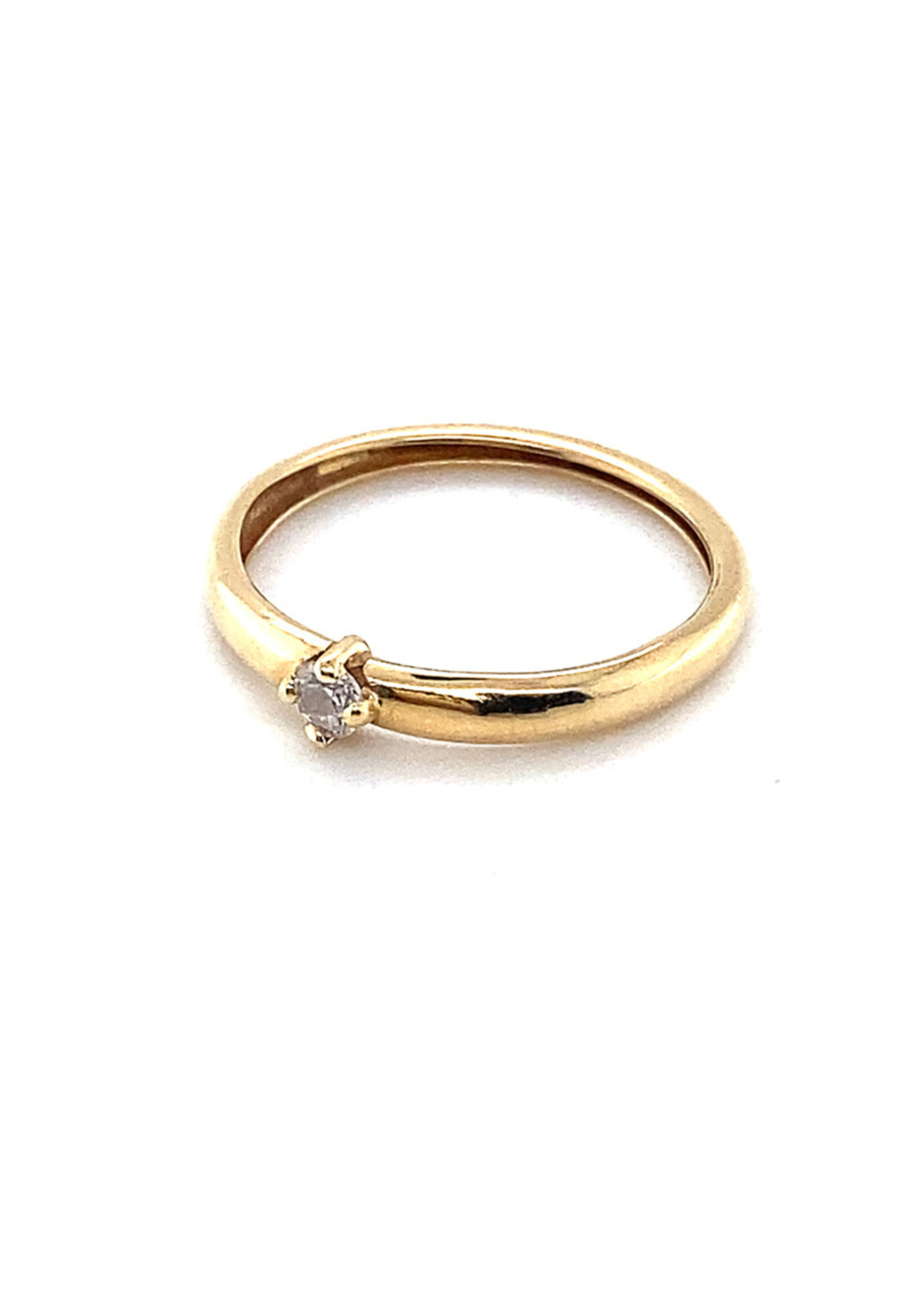 Vintage & Occasion Occasion gouden solitairring met zirkonia