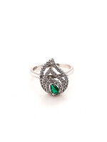 Vintage & Occasion Occasion zilveren ring met witte en groene zirkonia's