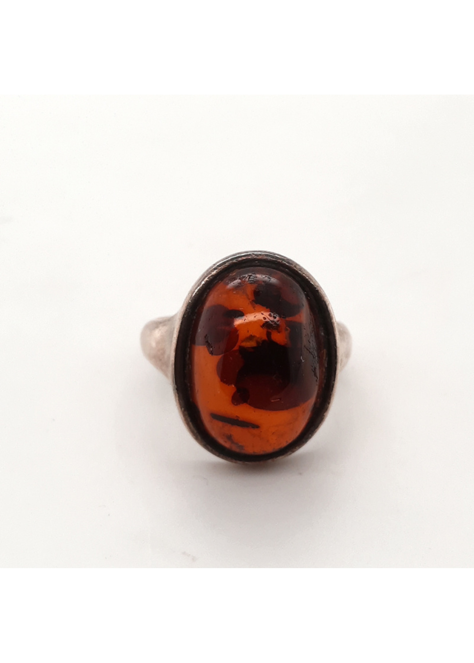 Vintage & Occasion Occasion zilveren ring met barnsteen