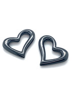 Vintage & Occasion Hart hangers voor creolen van zwart keramiek