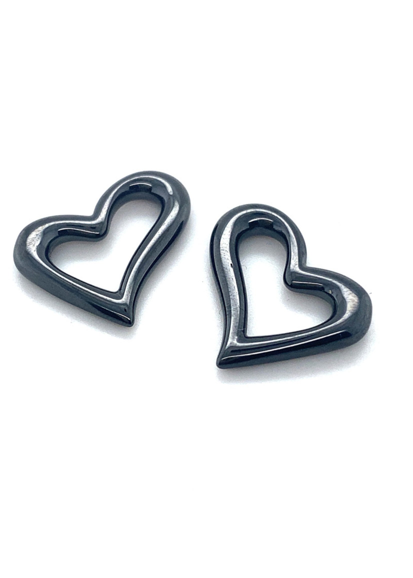 Vintage & Occasion Hart hangers voor creolen van zwart keramiek