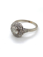 Vintage & Occasion Witgouden entourage ring met circa 1.00ct diamant