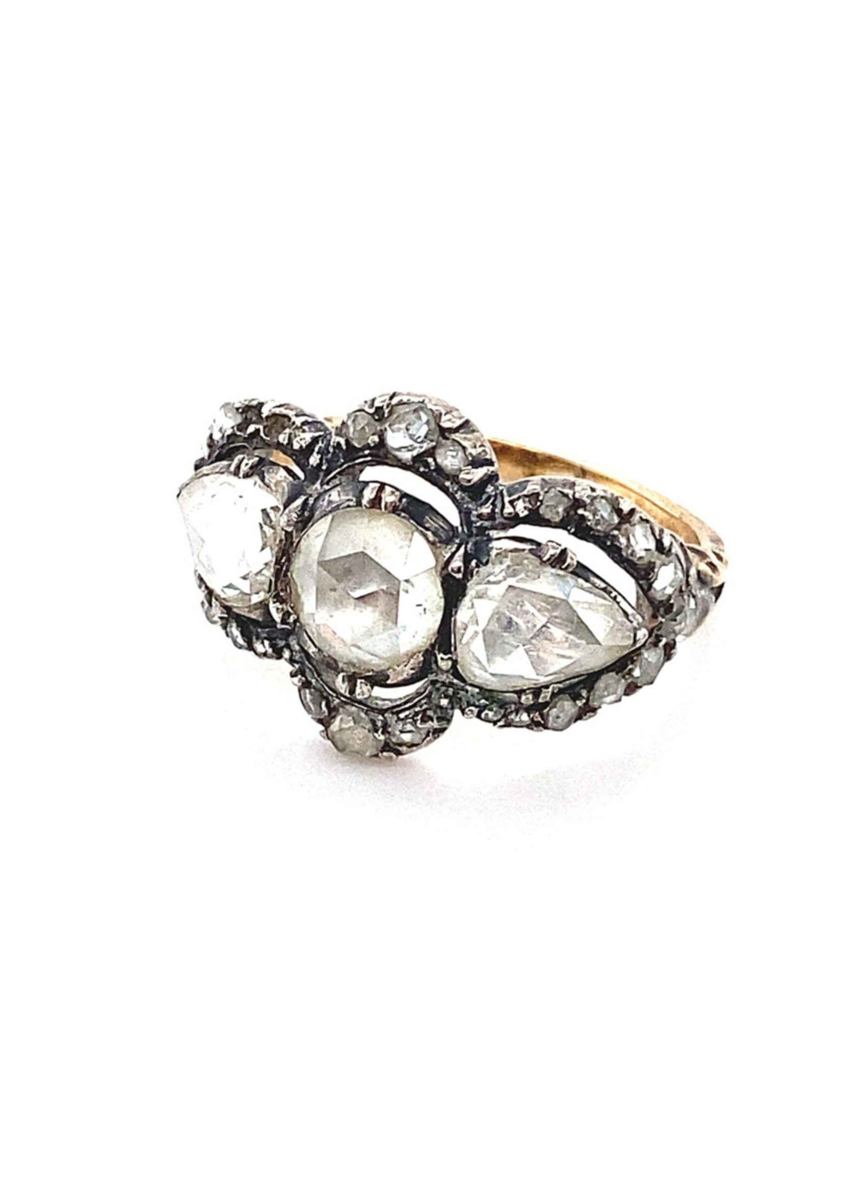 Vintage & Occasion Occasion ring met roosdiamant- rond en peervormig