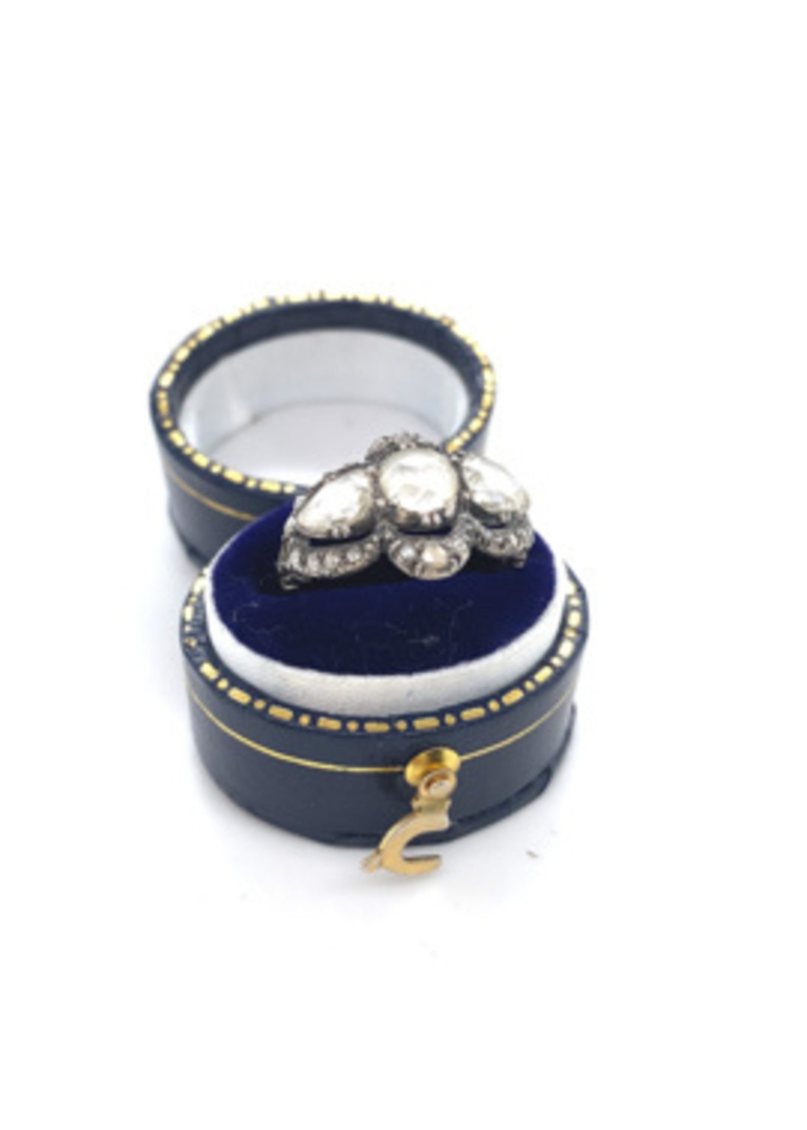 Vintage & Occasion Occasion ring met roosdiamant- rond en peervormig