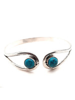 Vintage & Occasion Occasion zilveren bangle met 2 turkoois