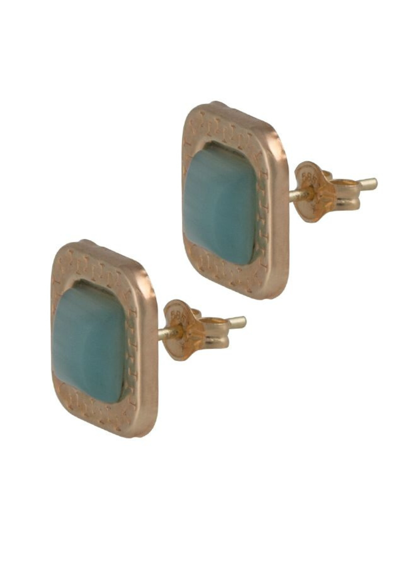 Vintage & Occasion Cataleya Earrings Square Light Blue