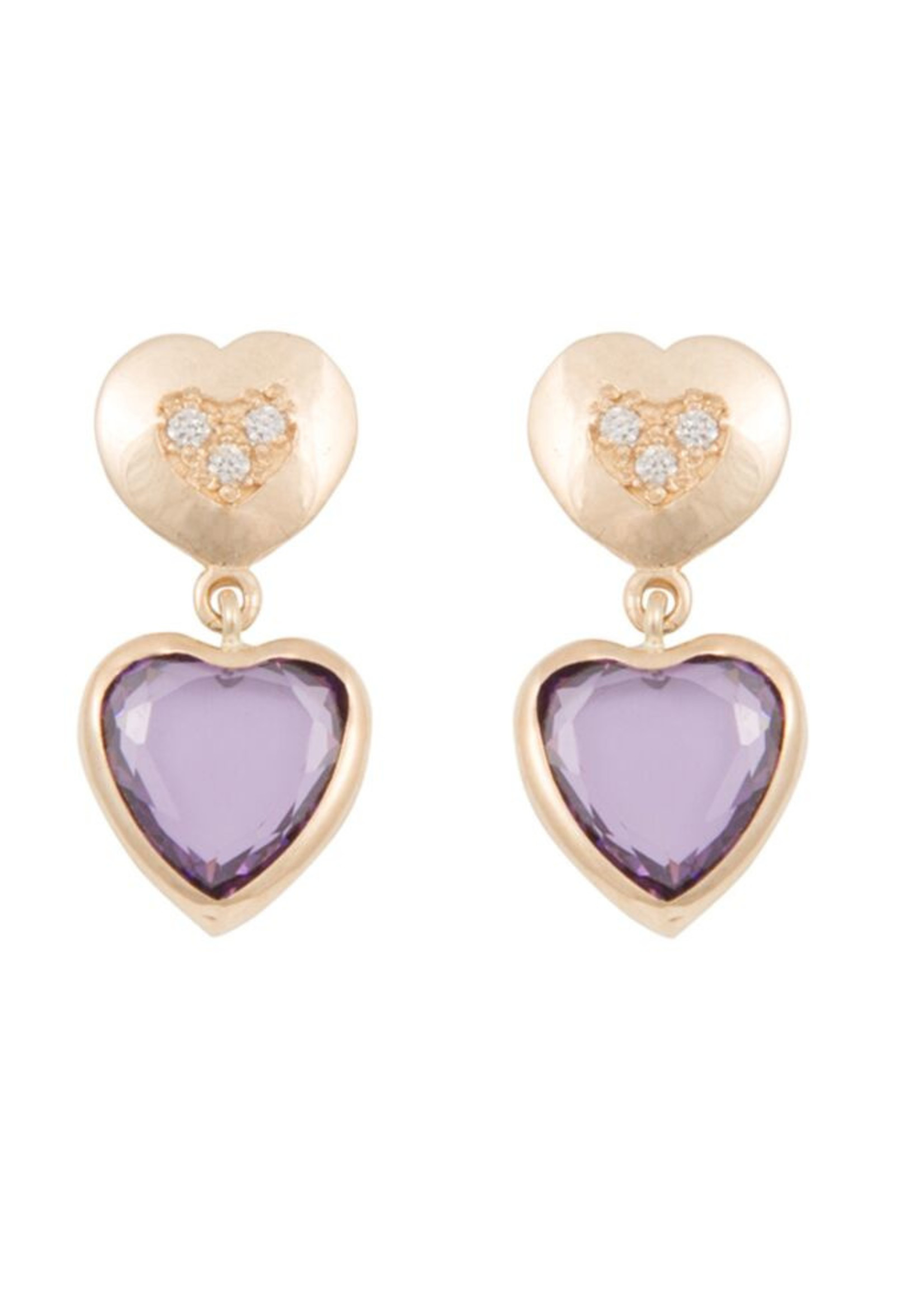 Vintage & Occasion Cataleya Earrings Double Heart purple