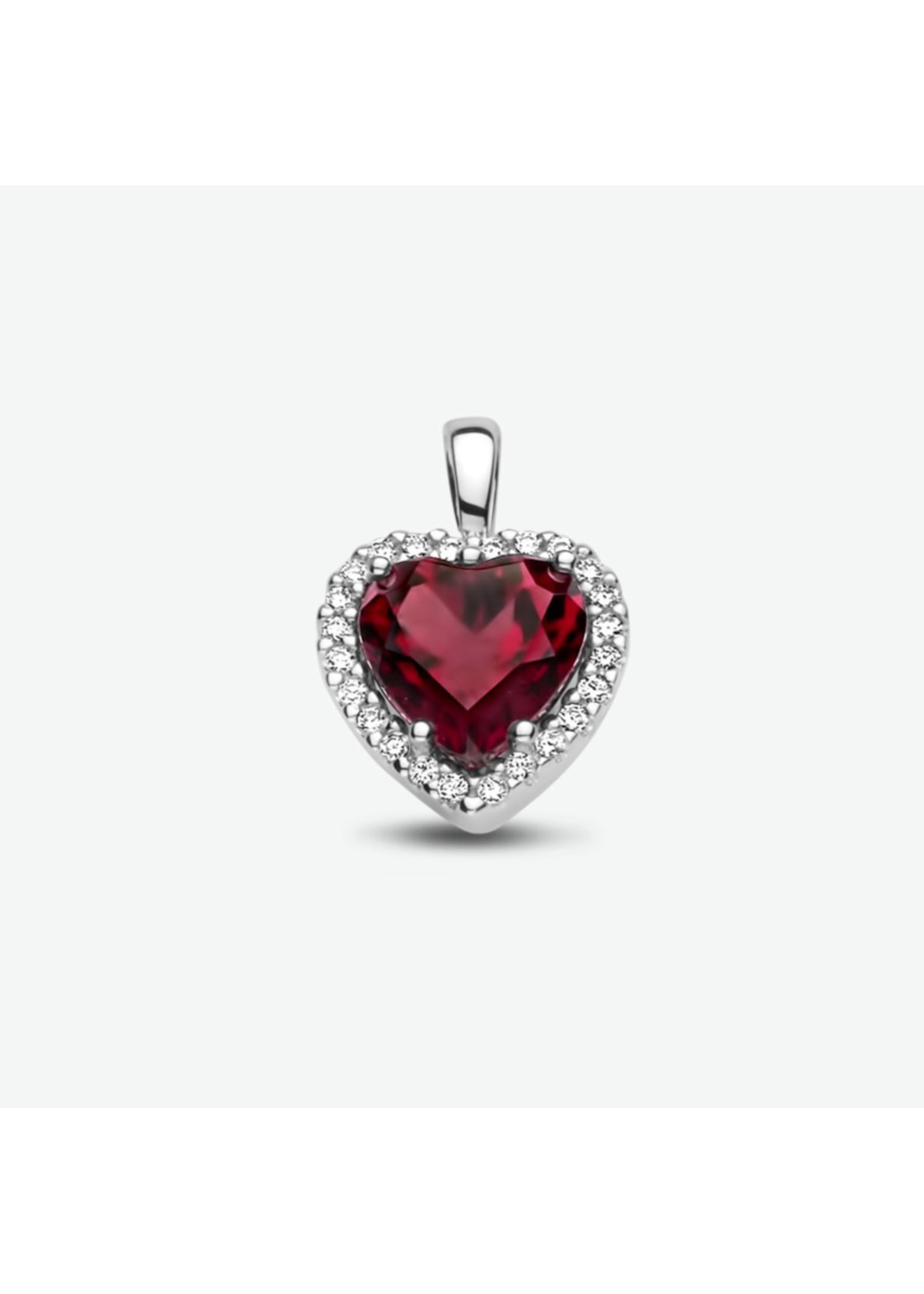 Cataleya jewels hanger hart rhodoliet en diamant 0.10ct h si halo