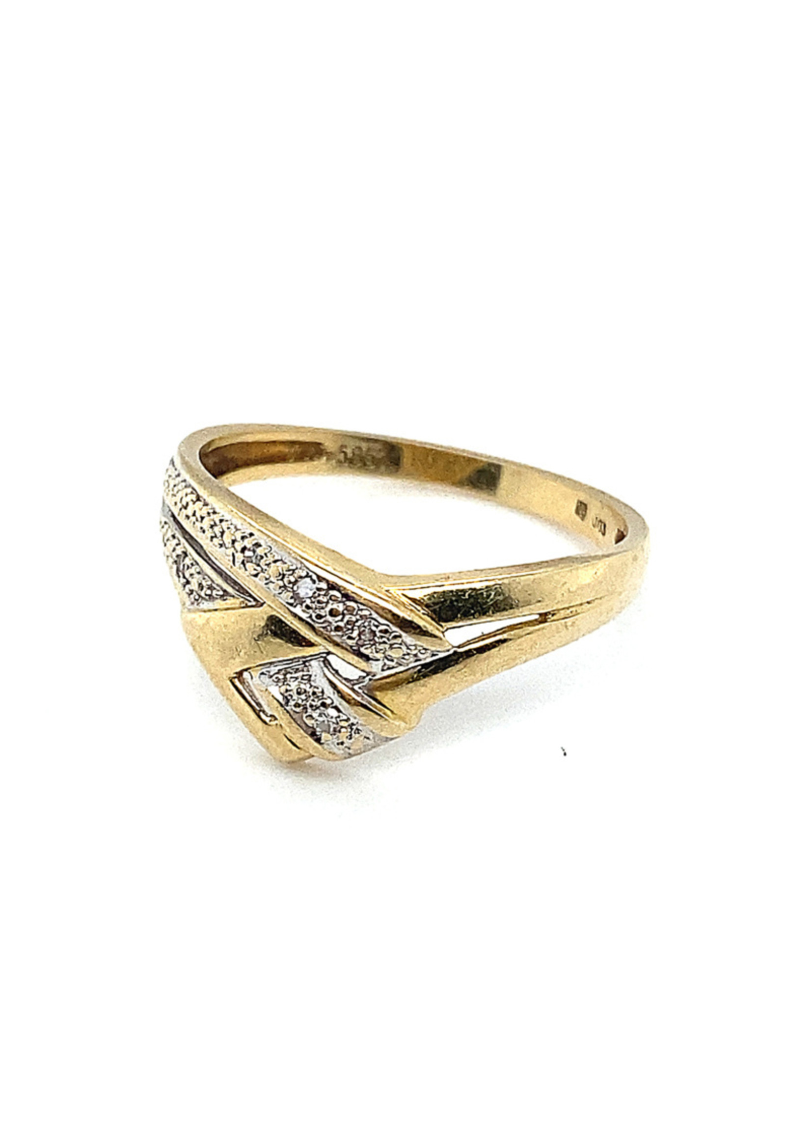 Vintage & Occasion Occasion geelgouden fantasie ring met diamantjes