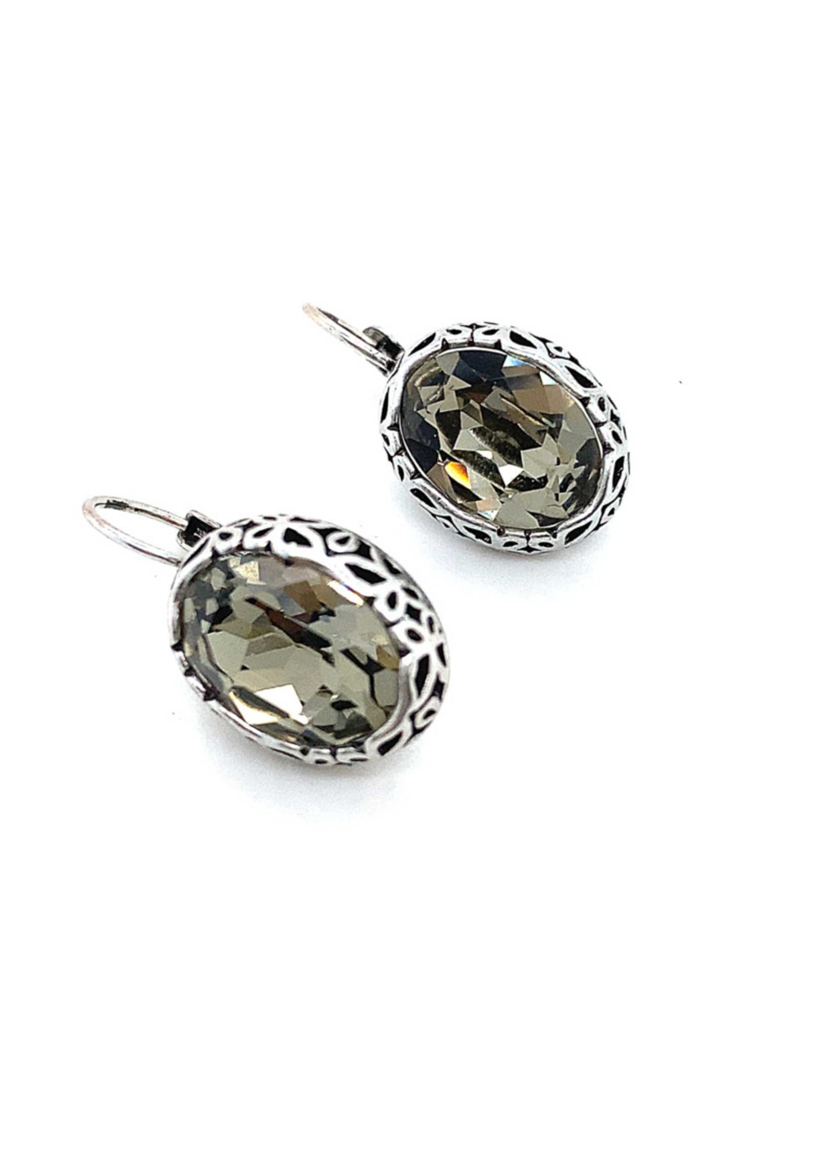 Vintage & Occasion Occasion zilveren oorhangers met swarovski steen