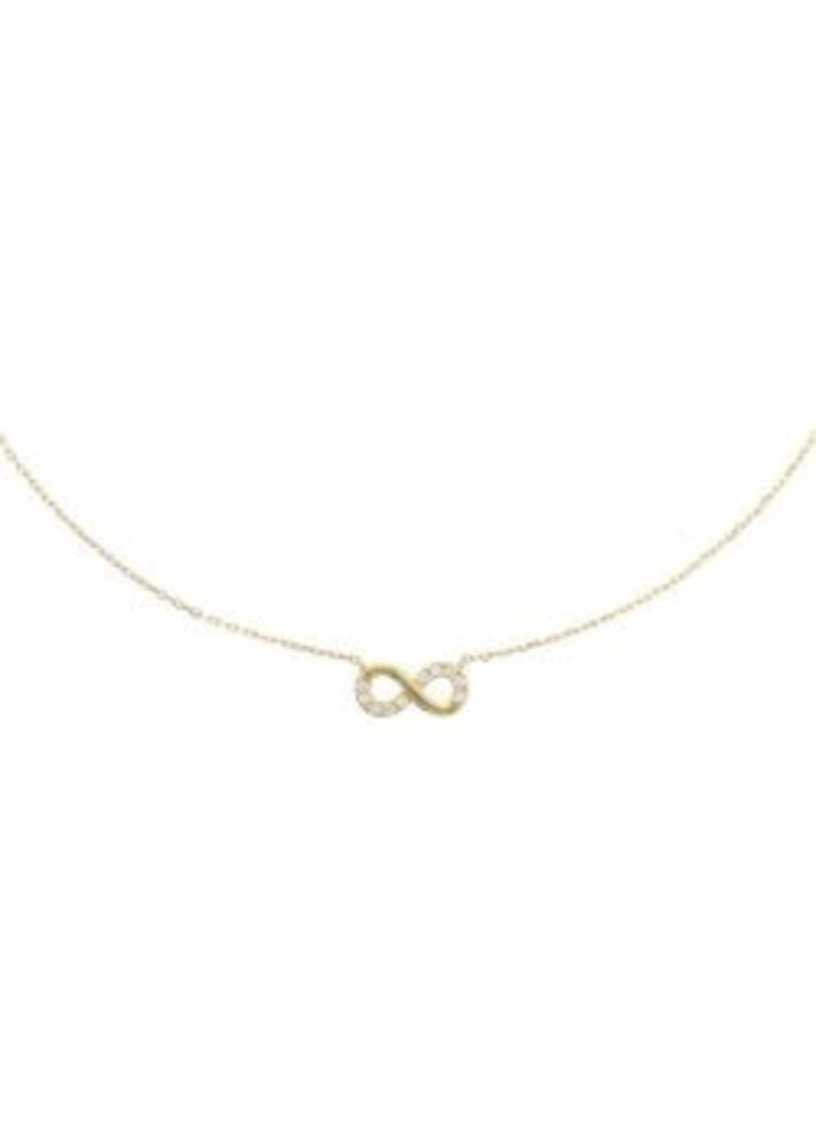 Vintage & Occasion Geelgouden collier infinity zirkonia 0,8 mm 40 + 4 cm