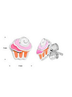 Vintage & Occasion Zilveren oorknoppen cupcake