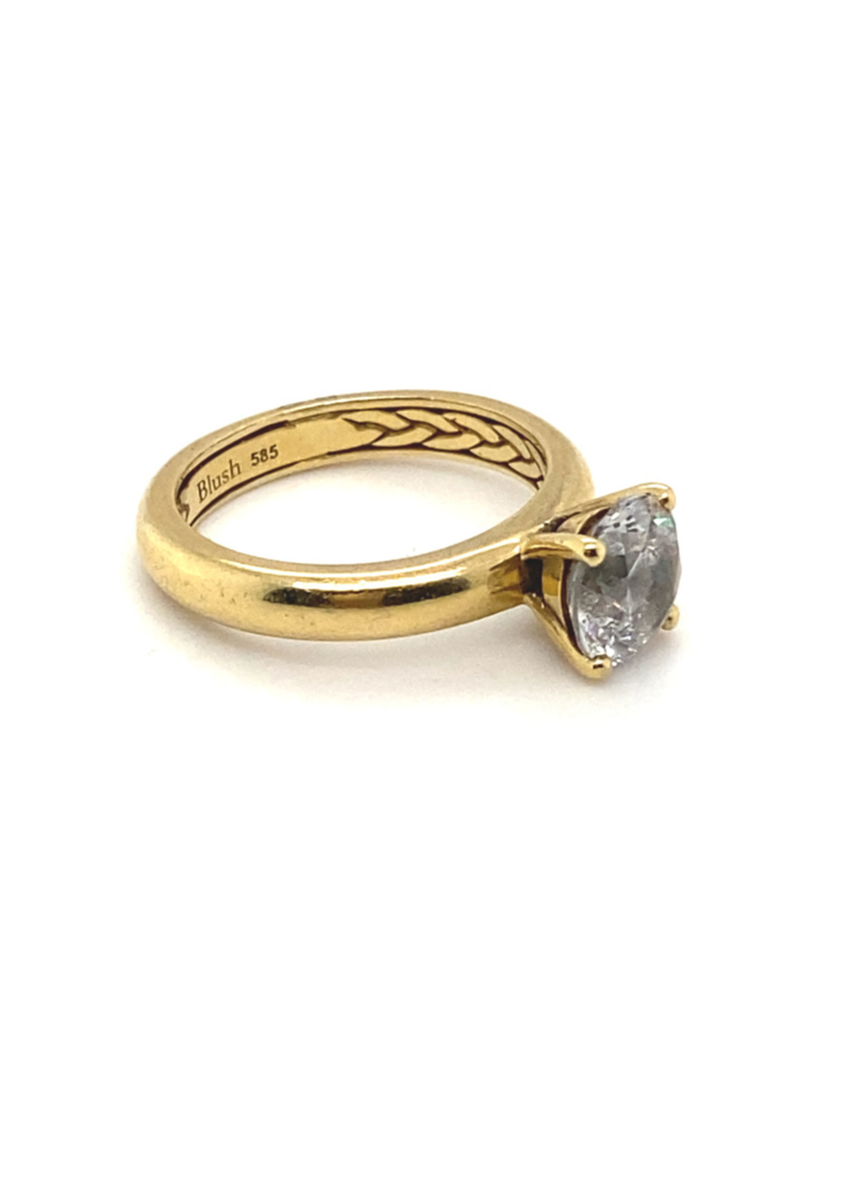 Vintage & Occasion Occasion geelgouden ring blush solitair zirkonia