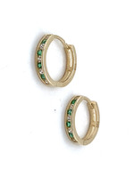 Vintage & Occasion Geelgouden  14k klapcreolen met groene en witte zirkonia's