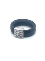 Vintage & Occasion Occasion zilveren rubberen ring met zirkonia's